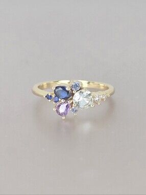Gold Multi-Gemstone Cluster Ring